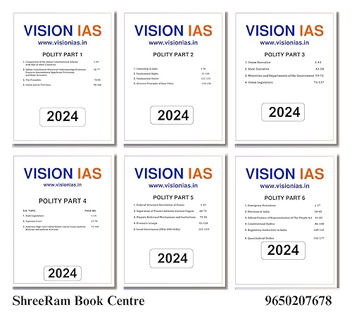 Vision IAS Polity General Studies Printed Notes 2024 English Medium | Set Of 6 Books | For UPSC Civil Service Preparation 2024 | Photocopy B&amp;W