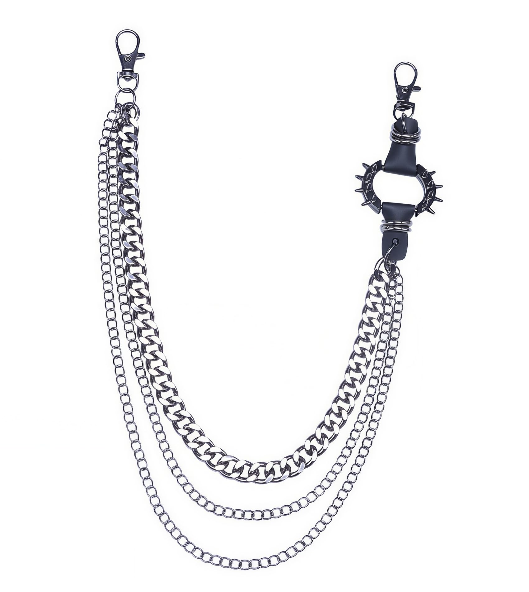 Spiked Punk Pants Chain - Double Layer Goth Wallet Chain for Jeans