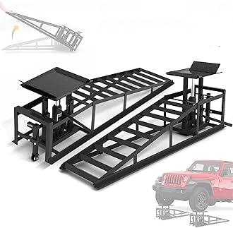 LOCKIETTA 2 PCS Hydraulic Car Ramps with Wheels, 11065LBS 5T Heavy Duty Car Ramp with Hydraulic Jack, Portable Car Lifts for Oil Changes for Home Garage, 9"-14.2" Lifts, Black