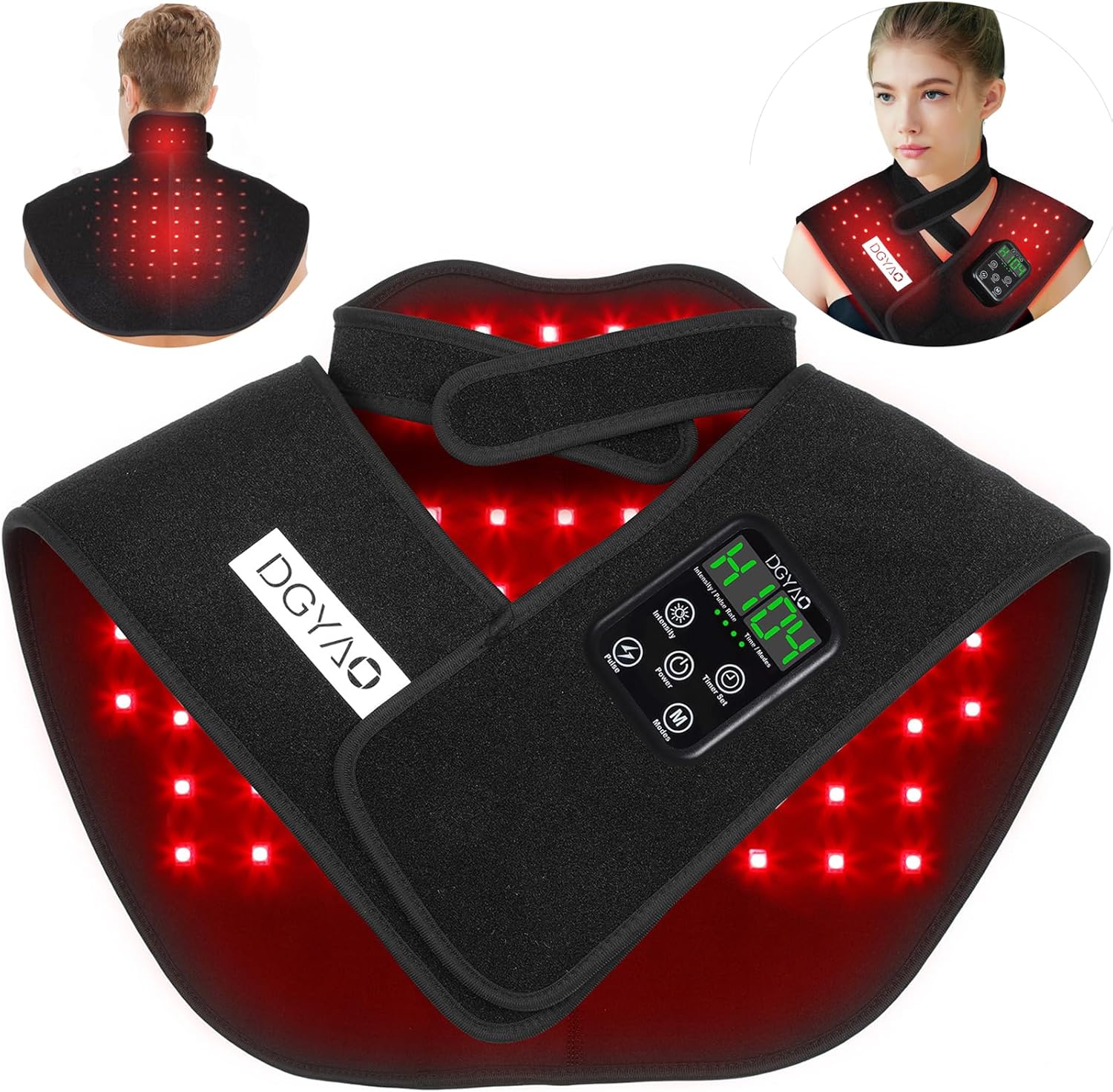 Cordless Red Light Therapy for Shoulder & Neck, Near Infrared Light Therapy Device with Pulsing for Body Back Pain Relief Muscle Relax, Portable for Home Office Business Trip Use