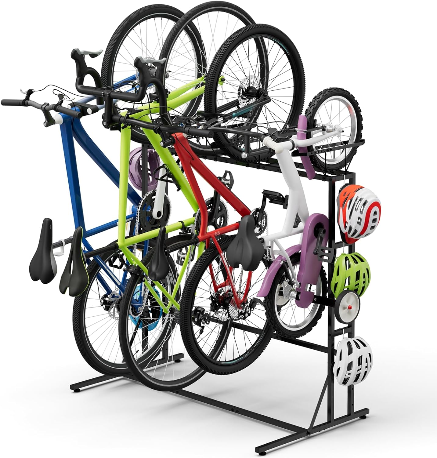 ETELI Bike Rack Garage Freestanding Bikes Rack Floor Stand Vertical Bike Stand Rack for Garage Organizer Indoor Outdoor Bikes Storage, Hold Max Tire Width 2.65”, Black