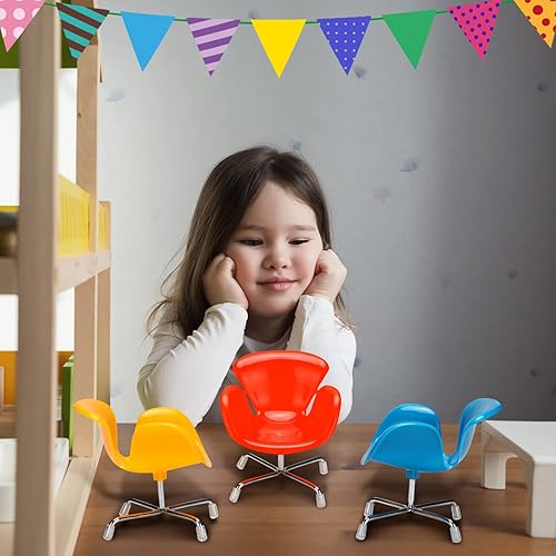 Miniatura 6 de Sosation 12 piezas de casa de muñecas a escala 1:6, silla de plástico en miniatura colorida, muebles de casa de muñecas, mini sillón de bricolaje,