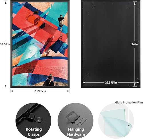 Miniatura 10 de Marco para póster de 20 x 24 pulgadas, con paspartú de madera de 16 x 20 pulgadas, color blanco, delgado, lienzo, pintura artística, marcos de