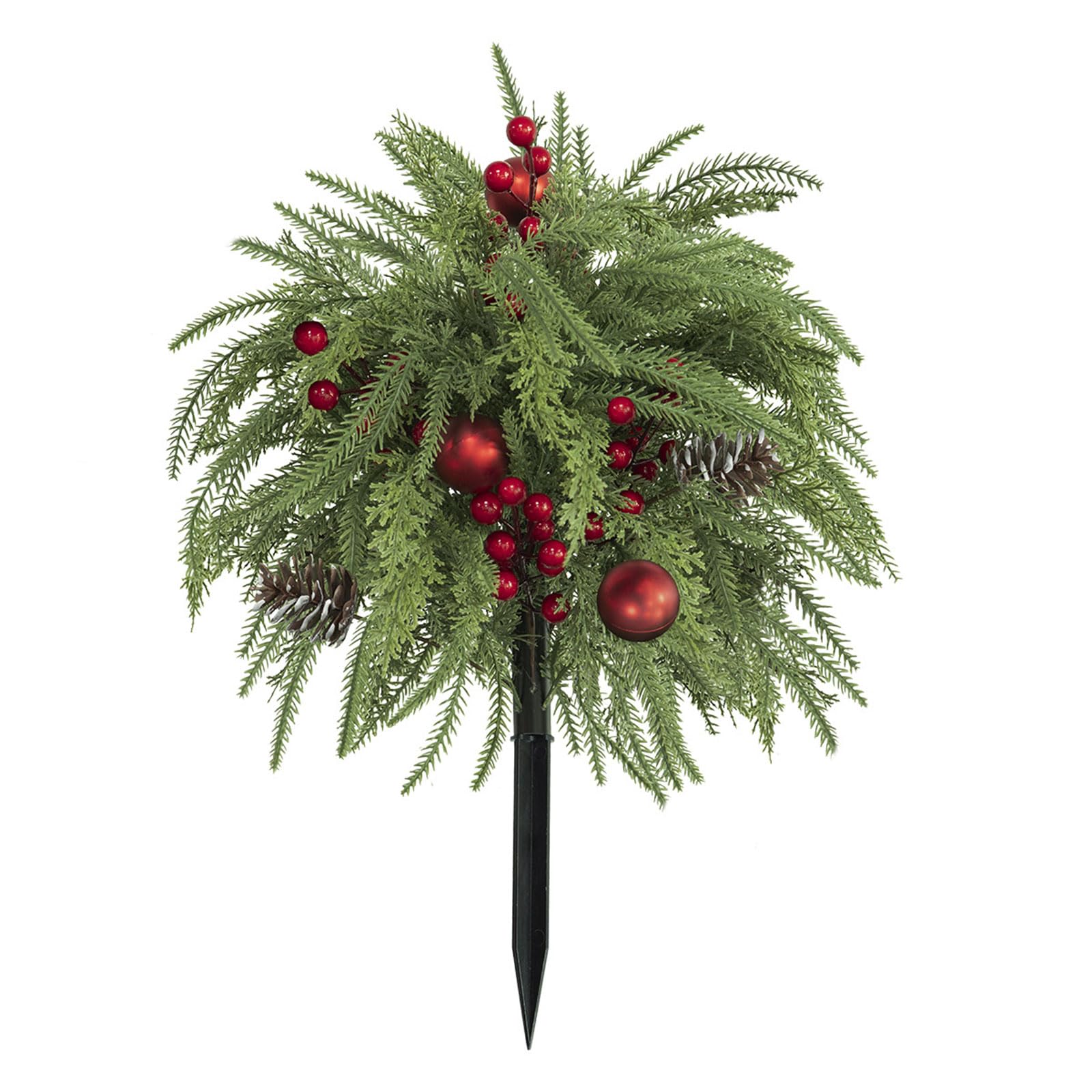 Estaca de jardín navideña de 56 cm con vegetación artificial para decoración festiva exterior