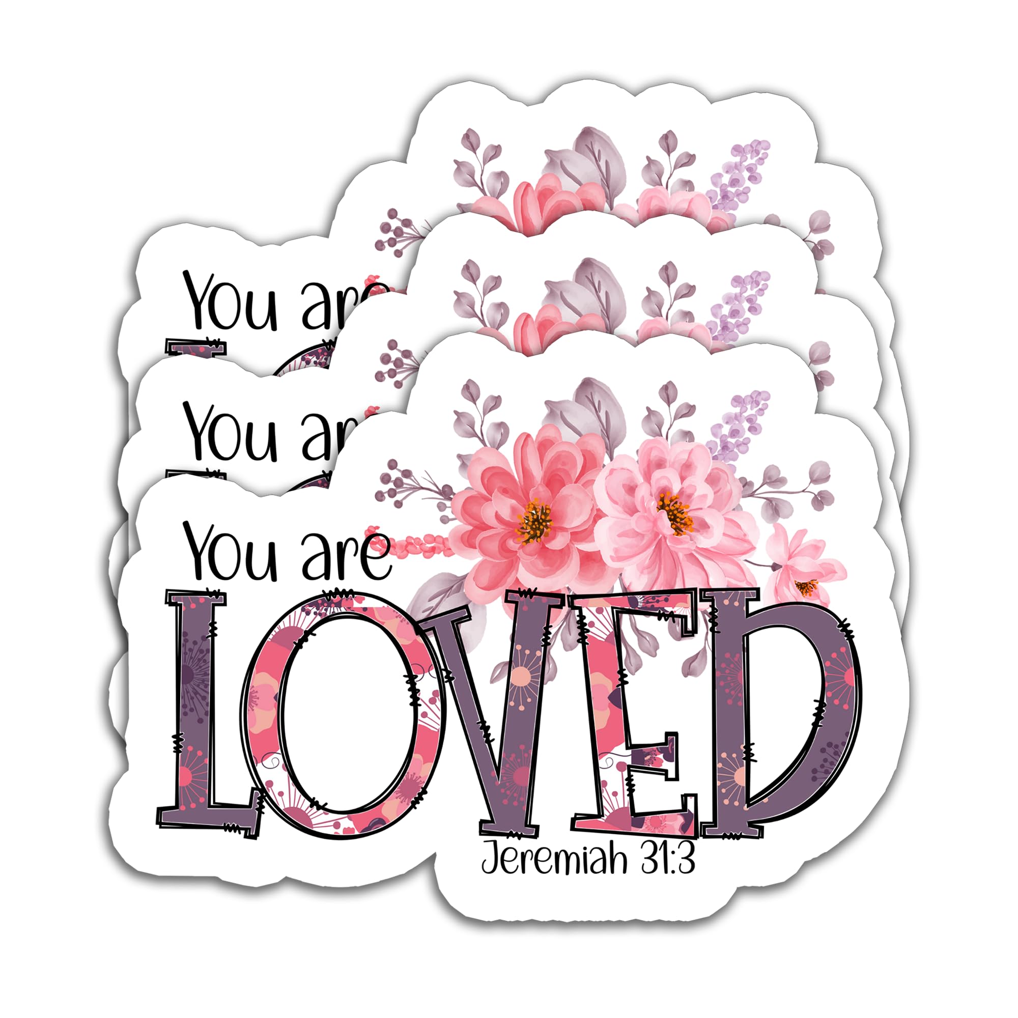 (3PCS) You are Loved Jeremial 31:3 Bible Verse Sticker, Inspirational Christian Sticker, Jesus Faith Religious Stickers, Waterproof Vinyl Decal Decor