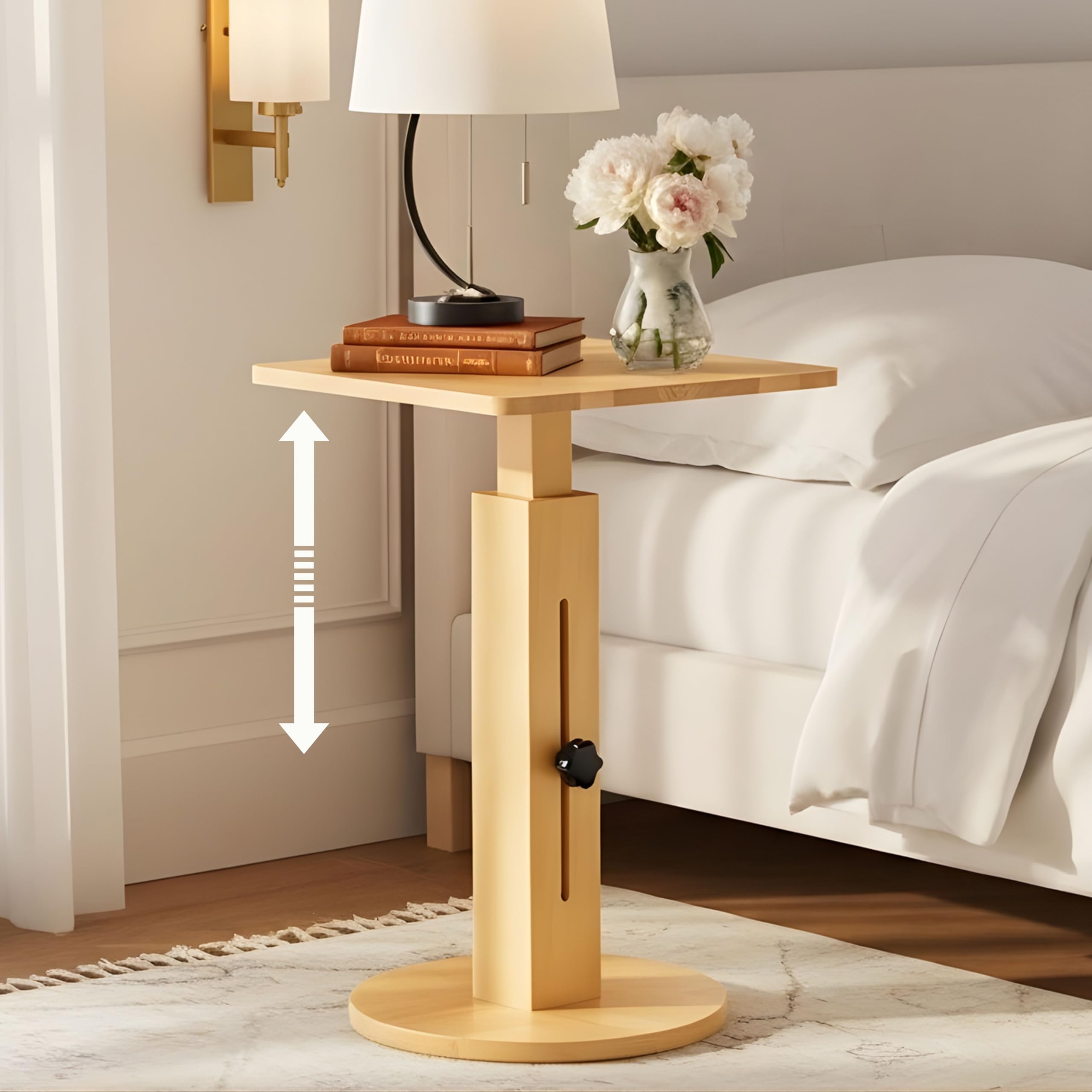 Photo 1 of ****Open to show****

Behomes Aurin Solid Wood Nightstand, Mid Century Modern Side Table with Adjustable Height, Couch End Table, Accent Bedside Table for Bedroom, Living Room, Round Top, Walnut