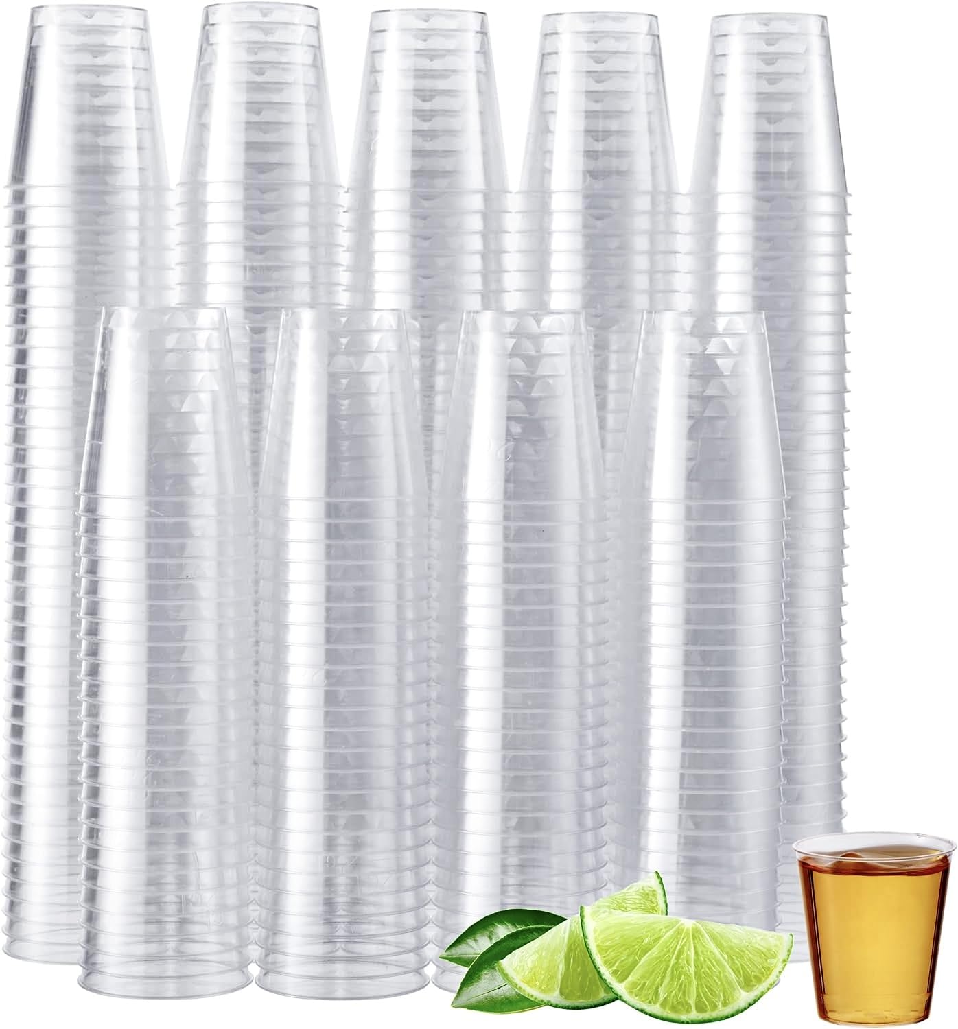 300 Plastic Shot Glasses, Clear (30ml / 1oz) - Reusable - Shot Glasses Plastic, Shot Glass, Jelly Shots, Sample Tasting Cups - Shot Cups for Parties, Birthdays, Weddings, Stag, Hen Parties