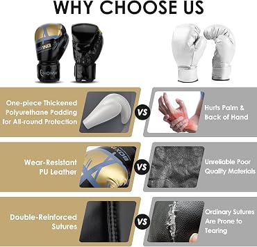 Boxing Gloves, 12oz / 16oz - Boxing Gloves for Men and Women with Boxing Wraps for Heavy Bag, MMA, Muay Thai, Sparring Training