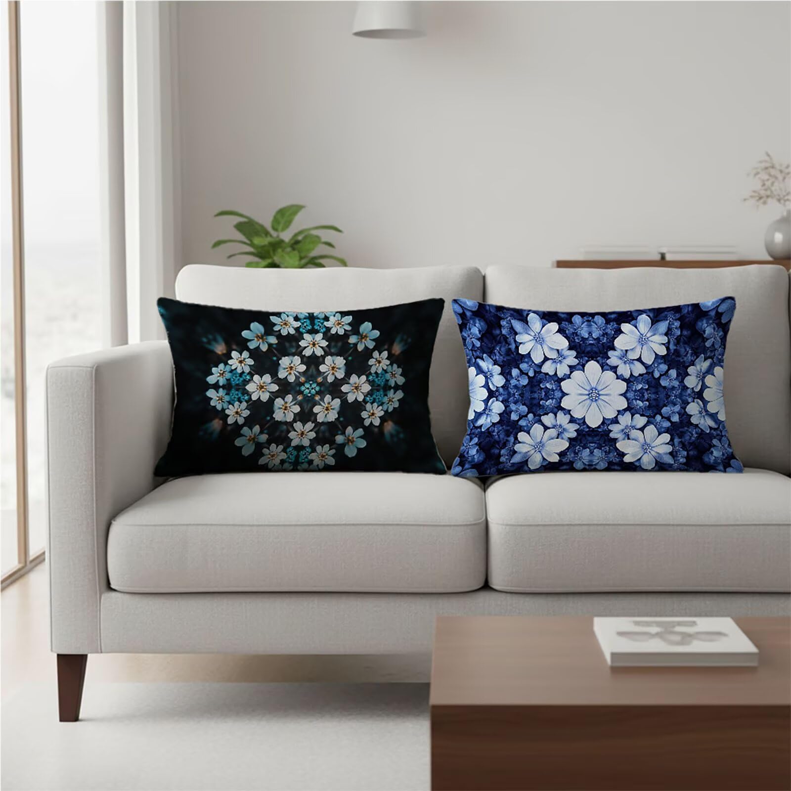 Kopfkissenbezug 80x60 Schlafzimmer Deko Kissenbezug 60x80 cm 2 Pack, Kopfkissen Bezug Weiß Beidseitig Bedruckte, Sofakissen Bezug Blume Atmungsaktiv