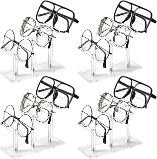 Sintuff 4 Pcs 3 Tier Acrylic Sunglasses Rack, Eyeglasses Stand