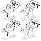 Sintuff 4 Pcs 3 Tier Acrylic Sunglasses Rack, Eyeglasses Stand, Sunglass Holder, Glasses Clear Eyewear Organizer Holder Display Risers for 3 Glasses Frame Shop Home Storage