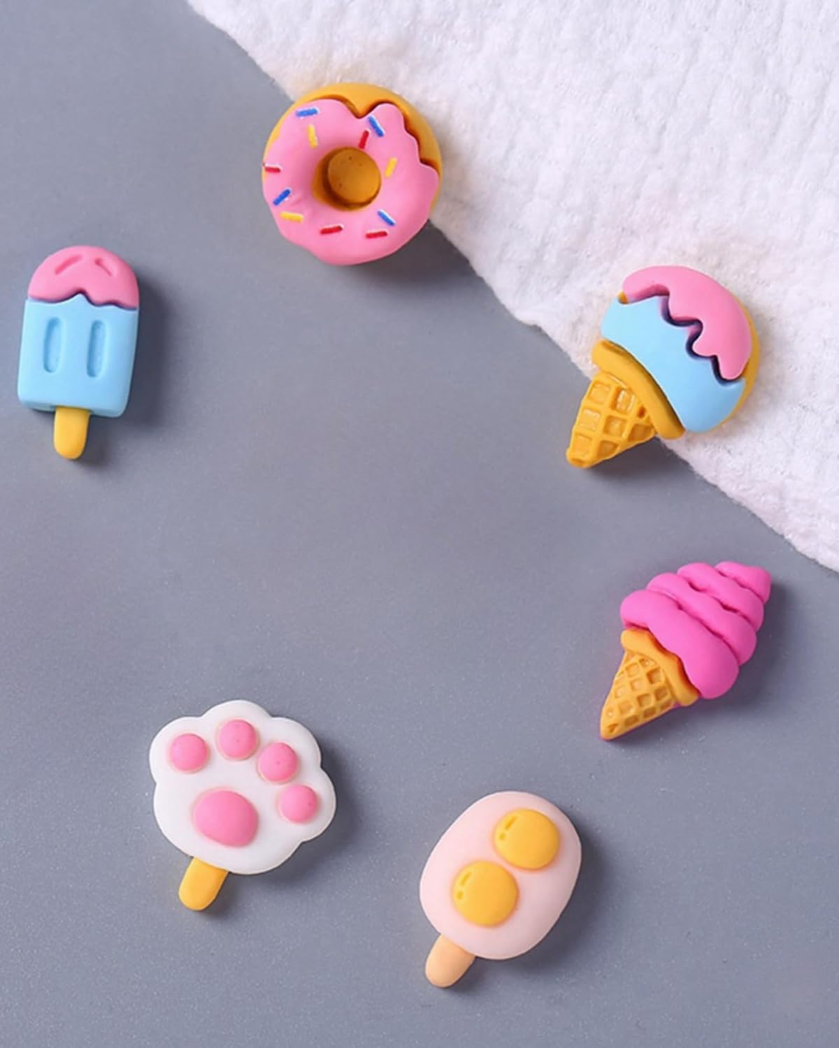 Food Shoes Charms Decorations, Ice Cream Cherry Shoe Charms Packs, Doughnuts Bunny Eggs Cat's Paw Lollipop summer shoes pins Accessories for Women Girls Clogs Sandals
