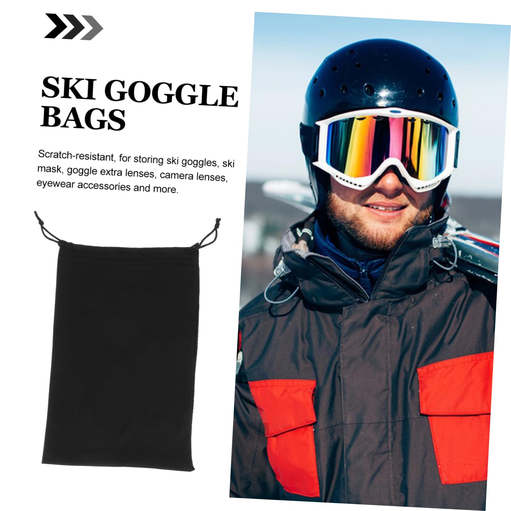 YARNOW 100 Pièces à Cordon Pour De Ski Cas Pochette à Lunettes Organisateur De Lunettes De Neige à Lunettes De Ski Lentilles Planche a Neige Flanelle Manquer Feutre