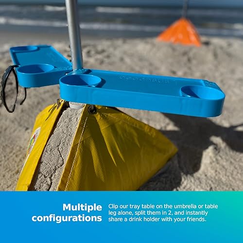 Miniatura 5 de BEACHBUB Sistema de mesa de bandeja con 4 portavasos – Viaje a la playa imprescindible para vacaciones – Paraguas fácil de poner y quitar