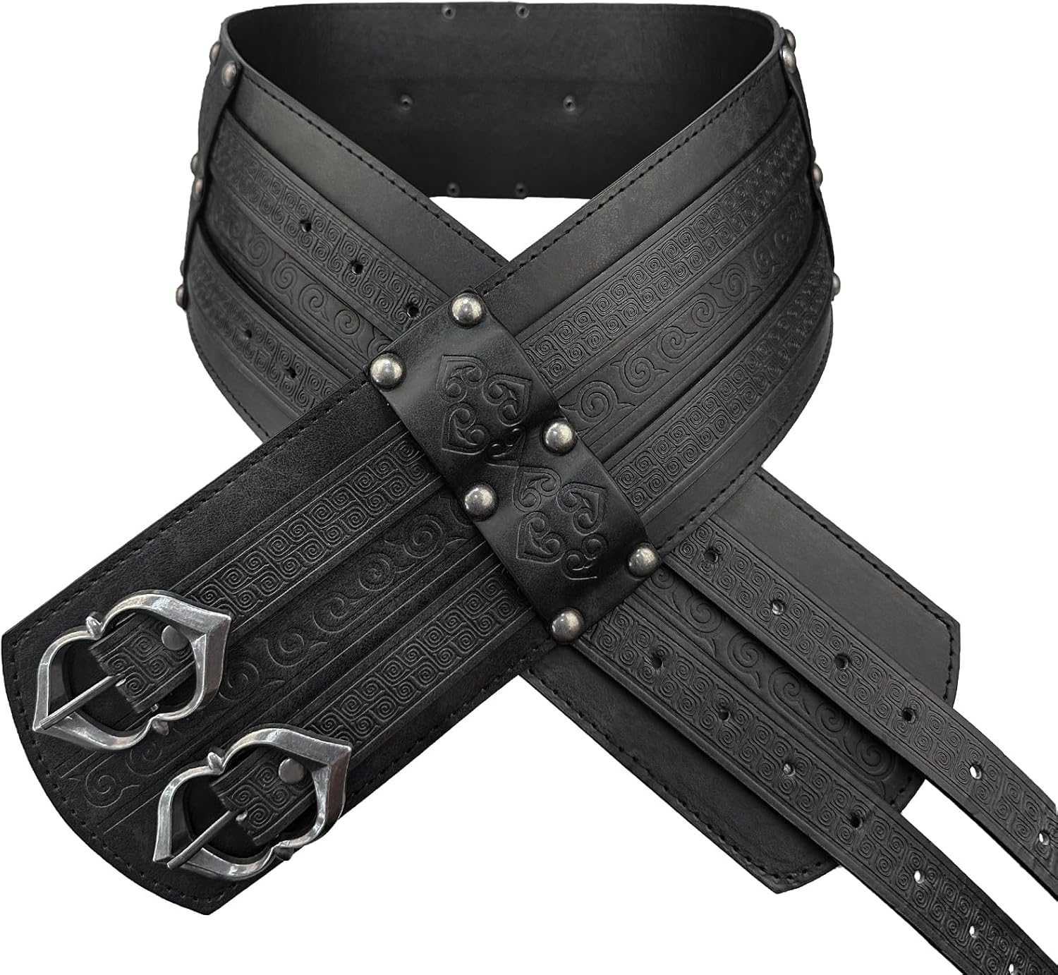 HiiFeuer Viking Wide Belt, Medieval Faux Leather Armor Belt, Knight Corset Belt, LARP Halloween Costume - Image 3