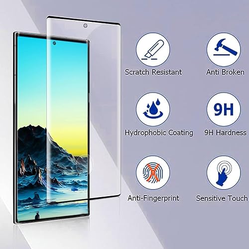 Miniatura 4 de Paquete de 2 + 2 protectores de pantalla para Galaxy S22 Ultra, paquete de 2 protectores de pantalla de vidrio templado + 2 protectores de lente de