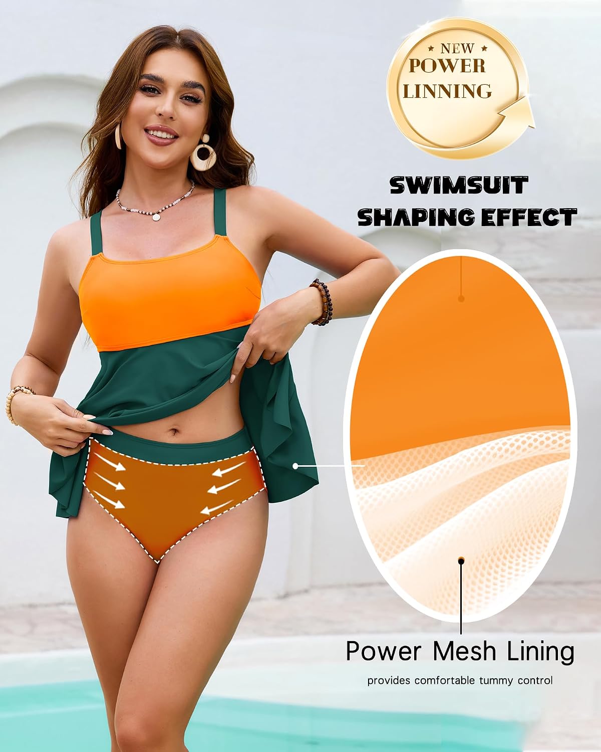 XUNYU Tankini Swimsuits for Women Bathing Suit Tummy Control Teens High Waited Tankinis Sculpt Modest Swim Suits 2 Piece