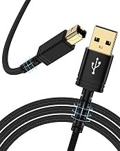 6FT USB Printer Cable, USB 2.0 Type A Male to B Male Cable Scanner Cord for HP, Canon, Brother, Dell, Epson, Lexmark, Xerox to Computer/Laptop/PC, USB 2.0 MIDI Cable for Keyboard, Digital Piano, DAC
