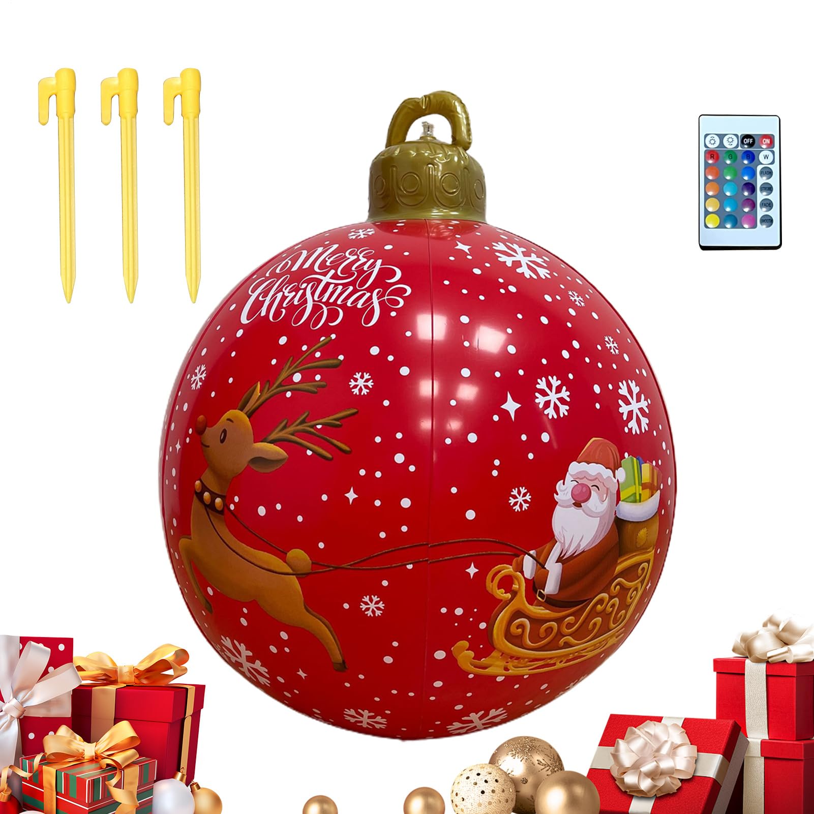 Ballon de Noël gonflable lumineux 16 couleurs pour résoudre le manque d'éclairage extérieur