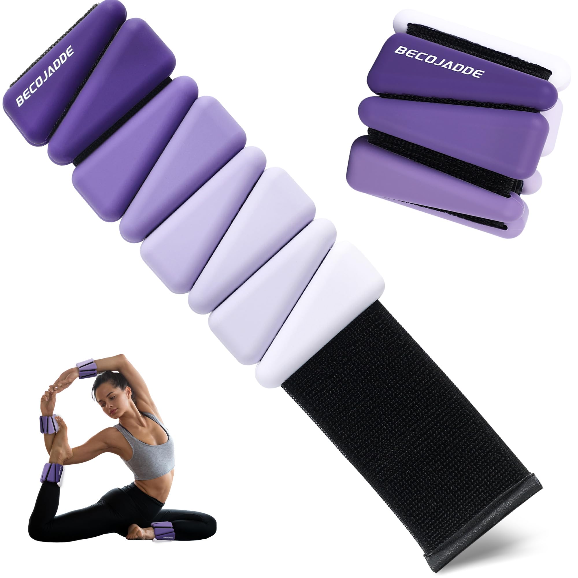 BECOJADDE Wrist Weights for Women At Home Ankle Weights Set of 2 (1 lb/2 lbs Each) Adjustable Weighted Wristbands Arm Leg Weights for Women Men Suitable for Walking Swimming Running Pilates Yoga Gym