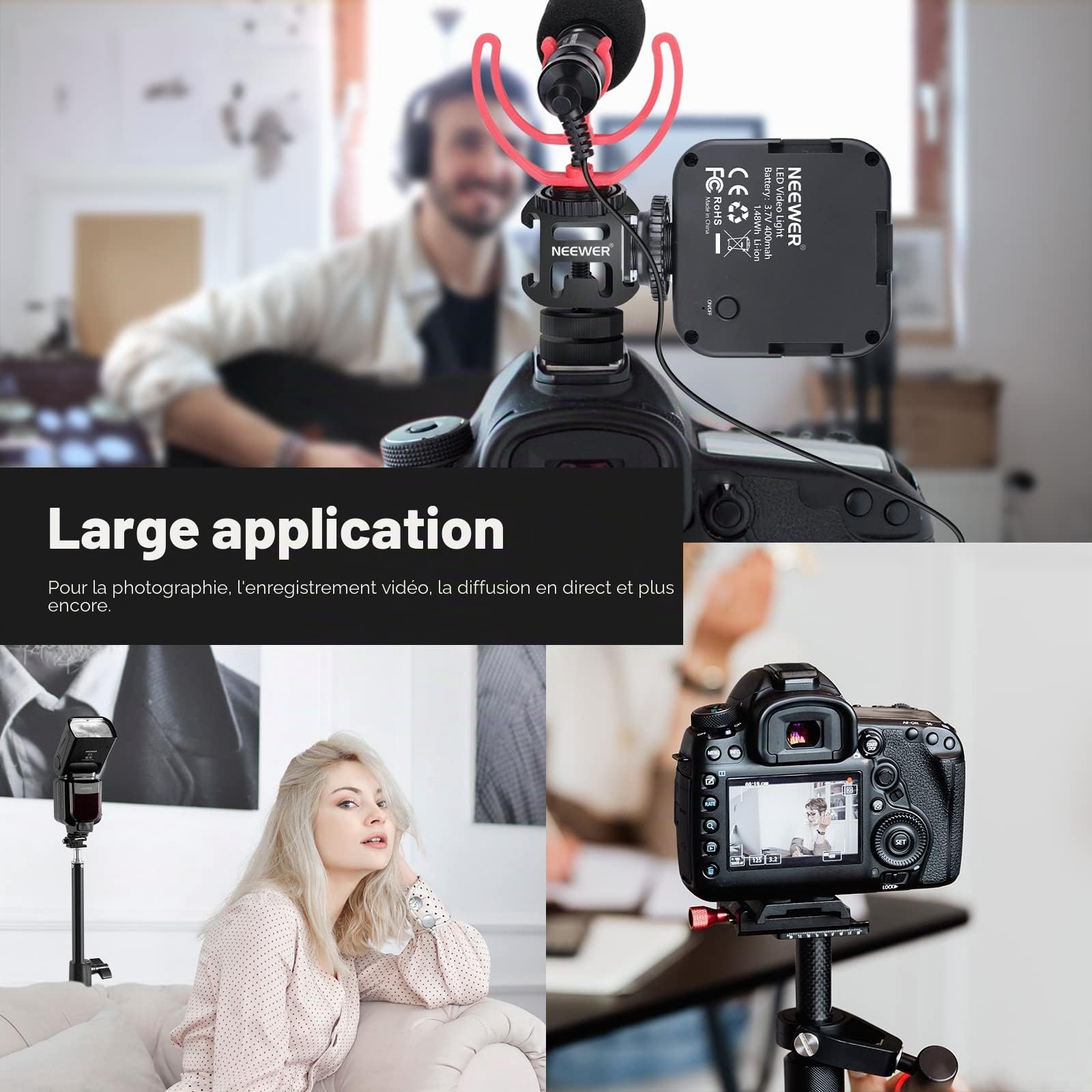 NEEWER 8 PCs Adaptateur de Montage de Chaussure Chaude, y Compris Triple Cold Shoe Mount, Adaptateur à vis 1/4", Support de Flash et Couvercle de Sabot pour Caméra de DSLR,lumière LED, Microphone,etc