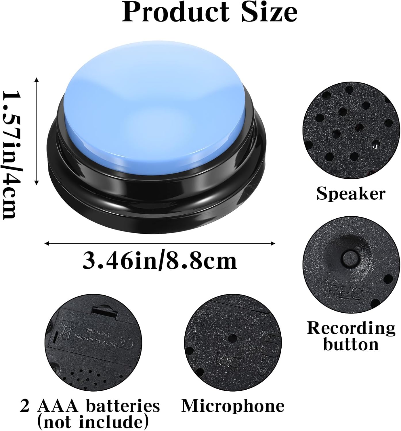 Kifmurase 10Pcs Voice Recording Button, Dog Buttons for Communication Pet Training Buzzer, 30 Second Record & Playback, Funny Recording Clickers for Pet, Classroom, Office, Home (10 Colors)