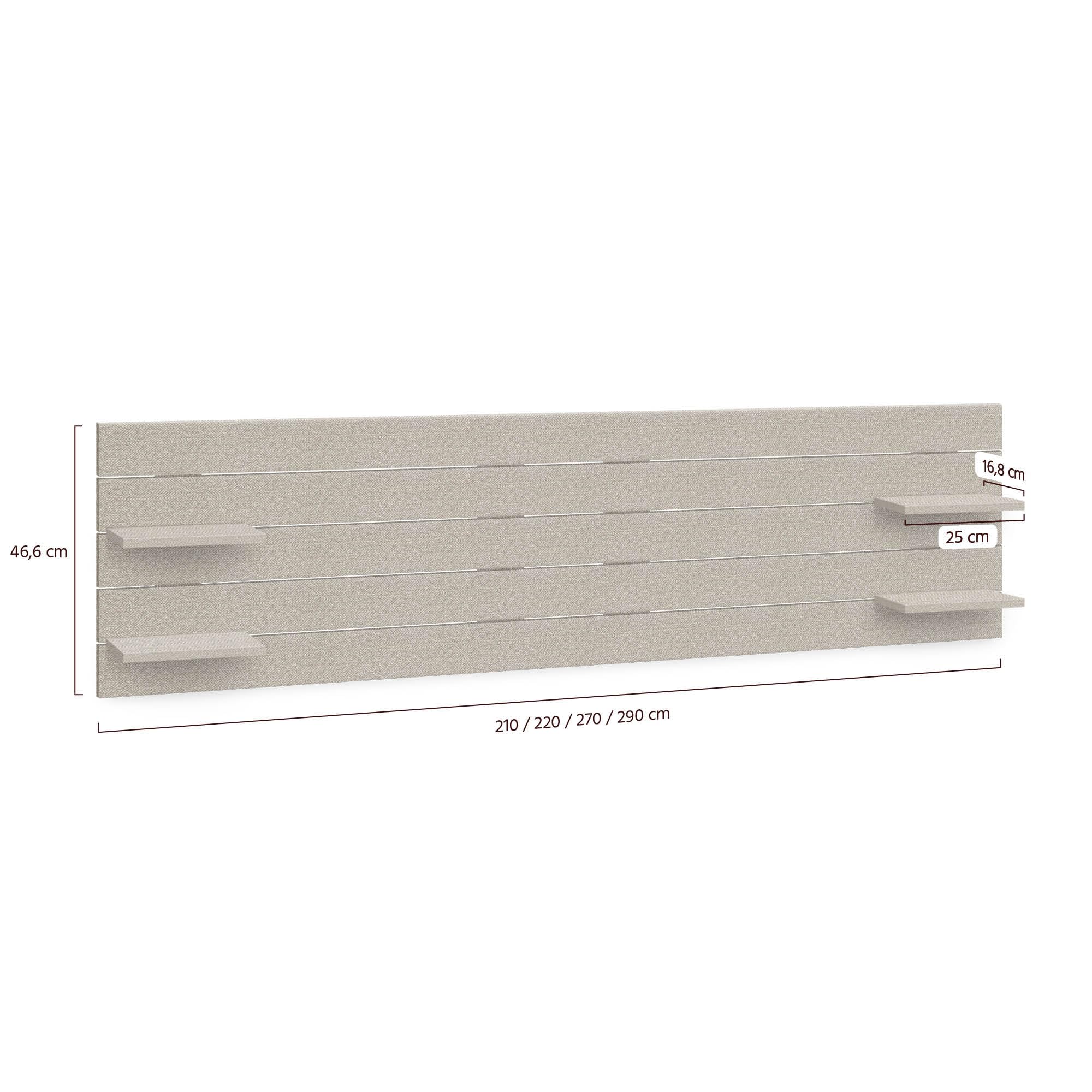 DHOME Cabecero de Madera Reciclada DM con Estantes Estilo Palet Mesita de Noche Baldas Cama Nordico Herrajes incluidos (Palet Horizontal, Espigas Beige, 210cm)