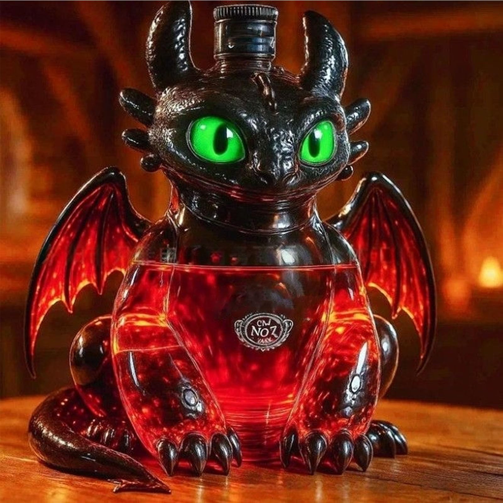 karafka, 300 ml 3D latający dinozaur, figurka-dekanter do whisky, szklane ozdoby na butelki(E)