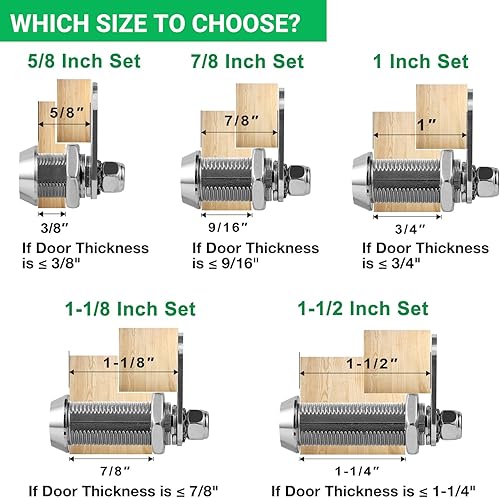 Miniatura 2 de Paquete de 10 cerraduras de gabinete con llaves, cerraduras de almacenamiento para RV de 1-1/2" con llave similar, cerraduras para puerta de Cromo -