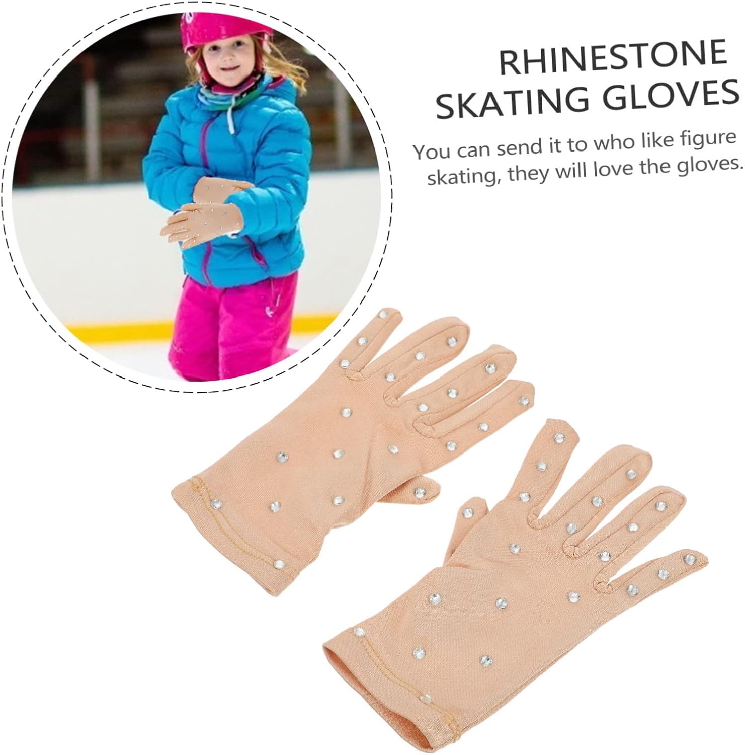 balacoo 3pairs Rhinestone Figure Skating Gloves for Girls Thermal Non- Performance Gloves for Ice Skating Stylish and Breathable Design Easy to Clean