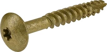 Power Pro Lag Screws, 1/4in x 1-1/2in, 75 Pack, Bronze | Epoxy finish, star drive with type 17 cut point for outdoor wood projects like decks, stairs, and playsets
