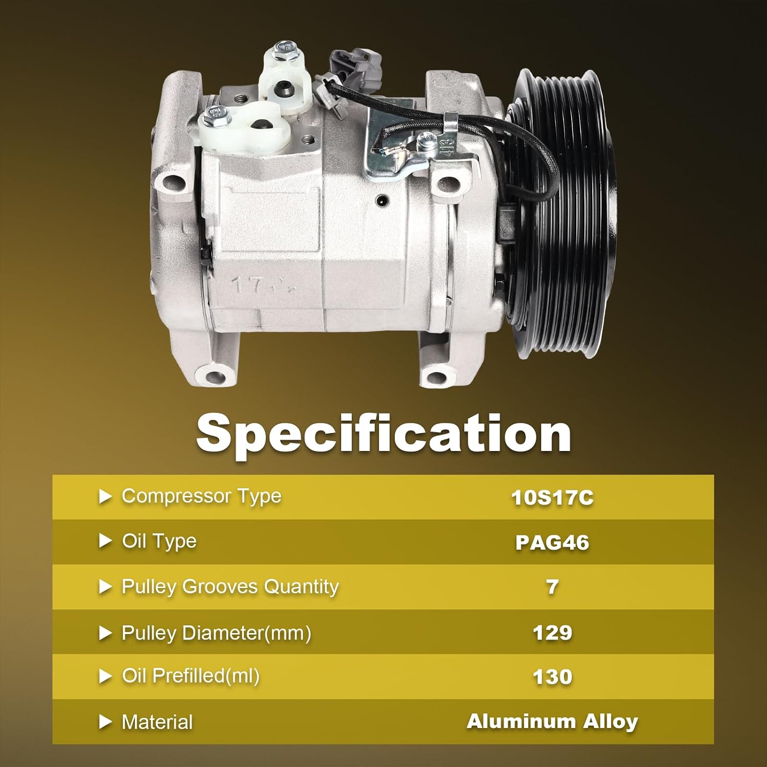 CO28003C Air Conditioning AC Compressor with Clutch Compatible with Honda Accord 2.4L 2003 2004 2005 2006 2007,Replaces 38800RAAA01 38810RAAA01 38810RBA006(with gloves)