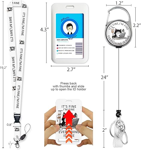 Miniatura 10 de Immaturus Cordones con cita inspiradora para insignias de identificación, soporte de tarjeta de identificación de mármol con cordón retráctil,