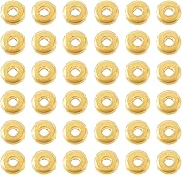 Vista 8 de Craftdady 500 cuentas espaciadoras redondas planas doradas de 0.157 pulgadas (0.157 in), diminutas cuentas de disco de moneda Rondelle
