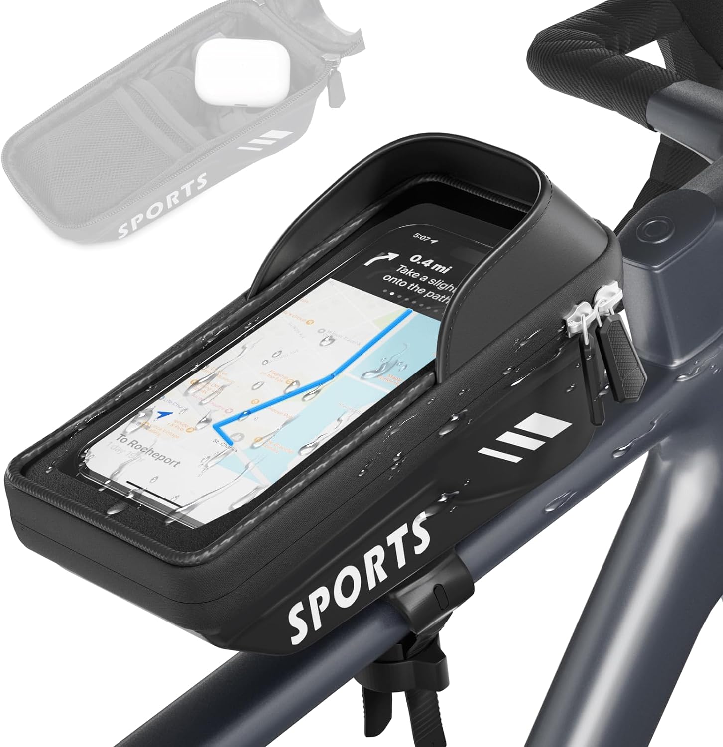 Bolsa impermeable para marco de bicicleta – Bolsa de bicicleta 2 en 1 para marco de bicicletas y tubo superior con pantalla táctil de TPU Soporte