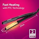 AGARO Elite Hair Straightener, Wide/Broad Plate, Keratin Infused Ceramic Coated Plate, For Long/Medium Hair, Adjustable Temperature, For Professional Straightening, For Women, Black gallery image