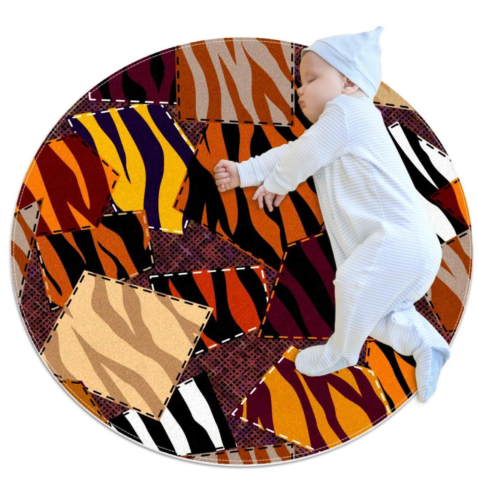 Tapis de salle de bain rond tigre zèbre pour un salon ou une chambre cocooning