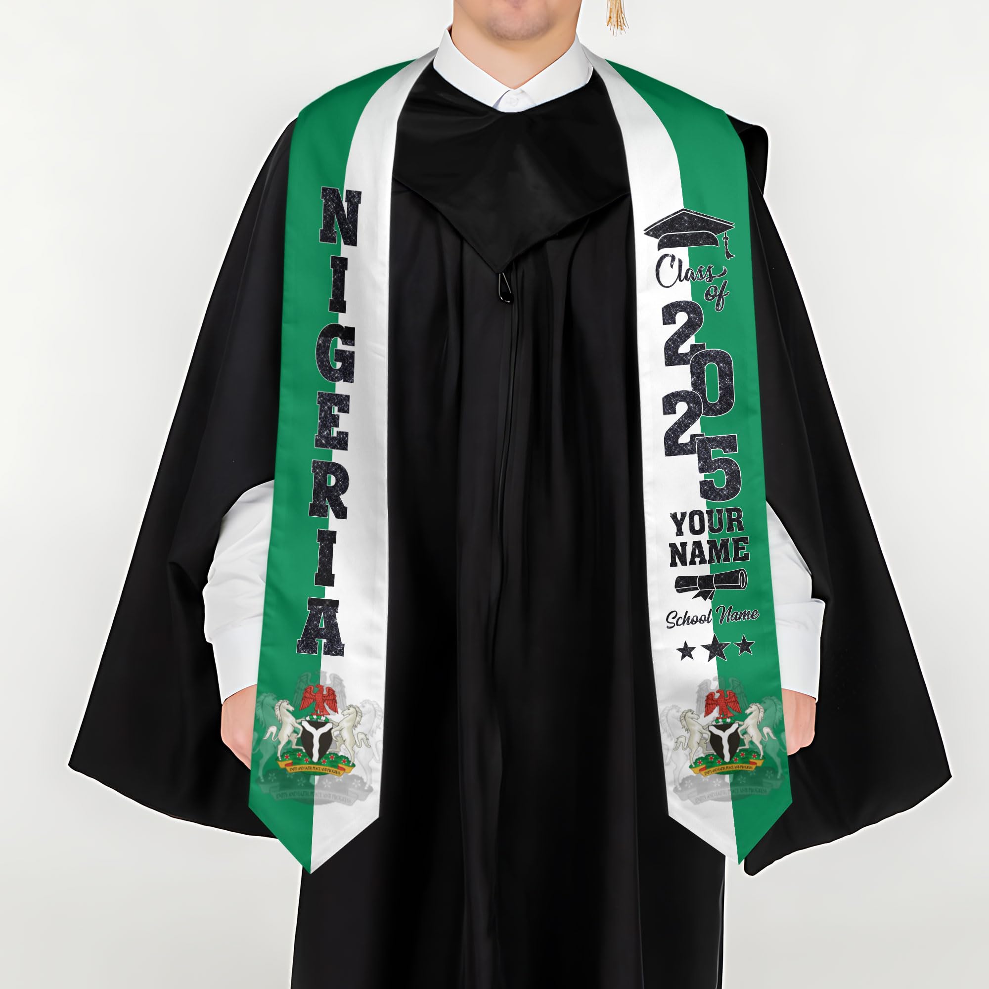 MonkeyVan Custom Nigerian Graduation Sash, Nigeria Stole Customize, Nigerian Stoles For Graduation 2025, Class of 2025 M72
