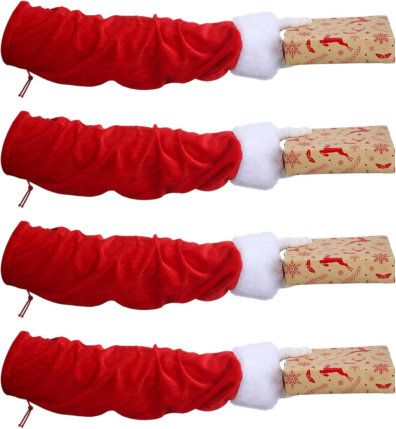 Hicarer 4 Pcs Christmas Santa Sleeve with Furry Cuff