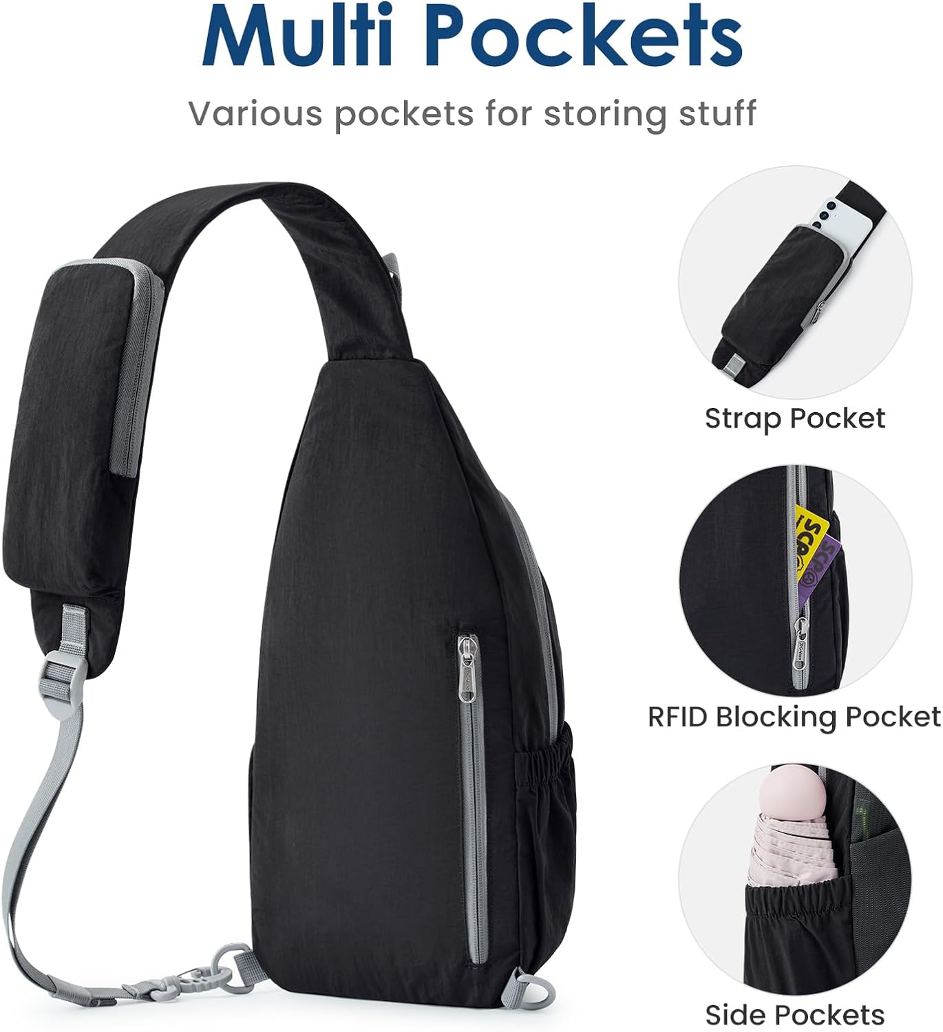 G4Free Sling Bag Casual Chest Shoulder Handbag Crossbody Backpack for Men with Front Pocket (Black) - Image 4