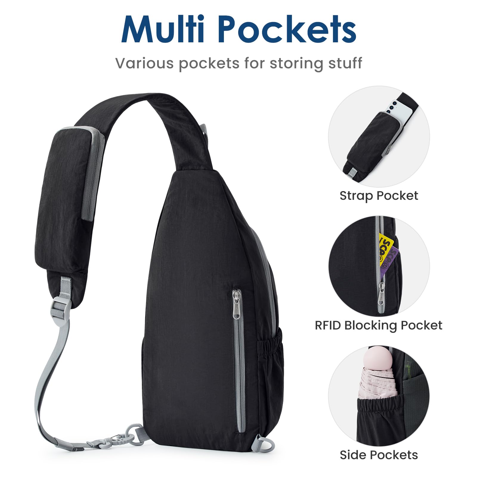 G4Free Torba na ramię, na co dzień, na klatkę piersiową, na ramię, plecak crossbody, plecak dla mężczyzn z przednią kieszenią