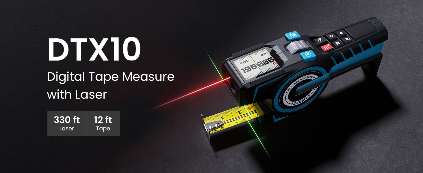 Amazon.com: ACEGMET Digital Tape Measure 12ft Tape ±1.5mm & 330Ft