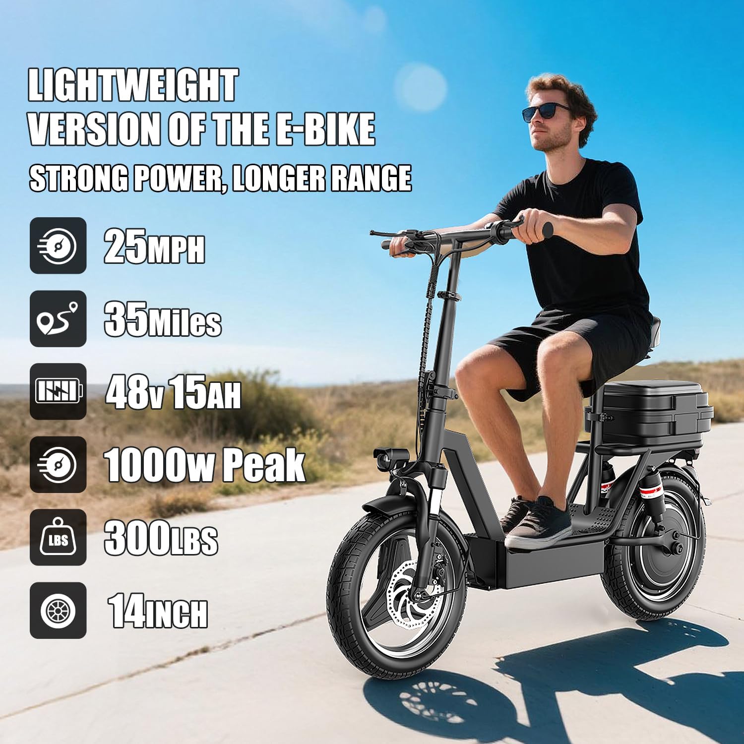 Electric Scooter for Adults, 1000/1400W Peak Motor Electric Scooter with Seat, Up to 25 MPH 30/45 Miles Range, 14" Foldable E Scooter with Multiple Suspension for Commuter, Travel, Shopping