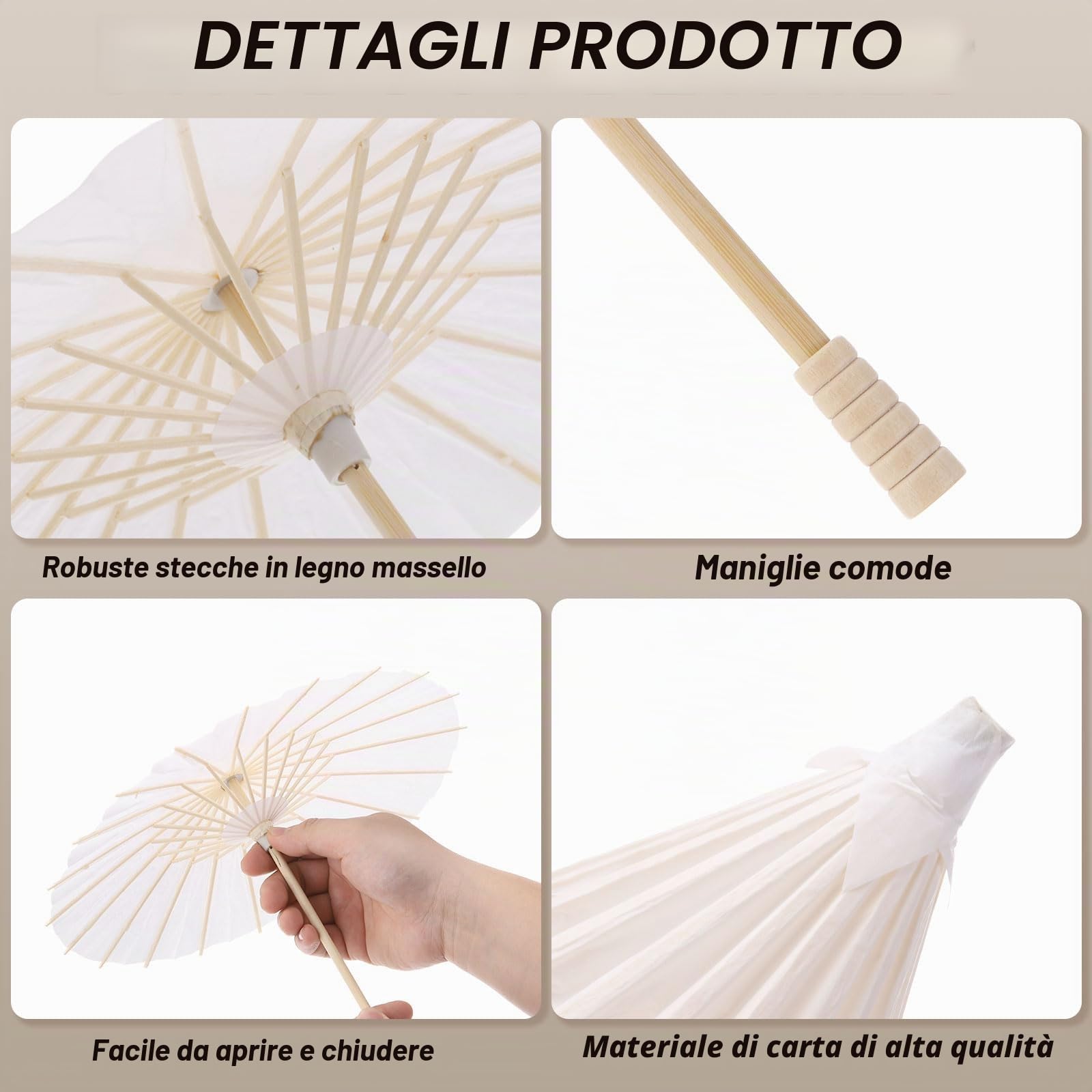 QUARKZMAN 6 Pz Ombrelli di Carta Ombrelli Parasole 20/30/40cm Oliata Giallo