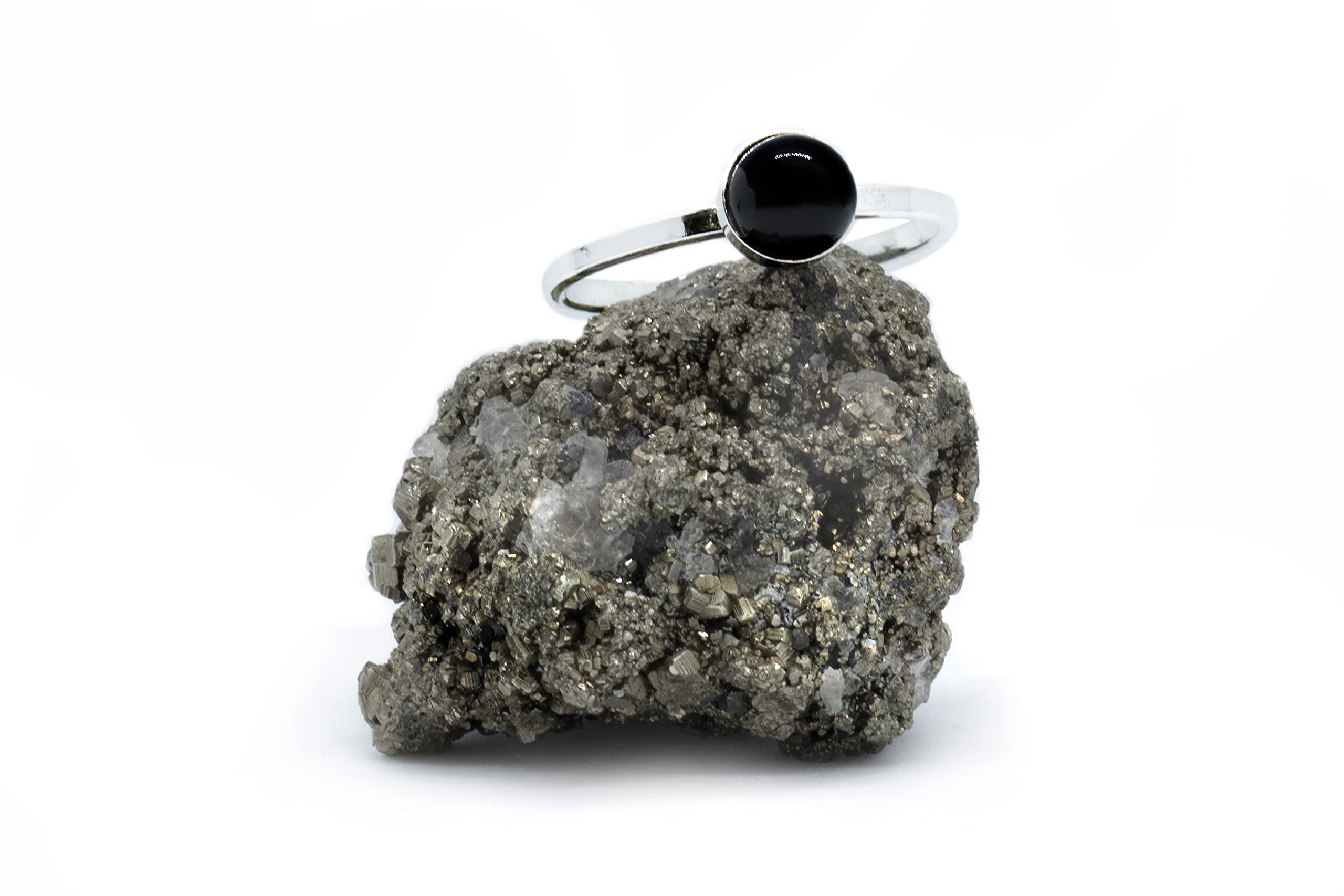 Anillo de Plata 925 con Ónix Negro (Piedra Natural) 6mm
