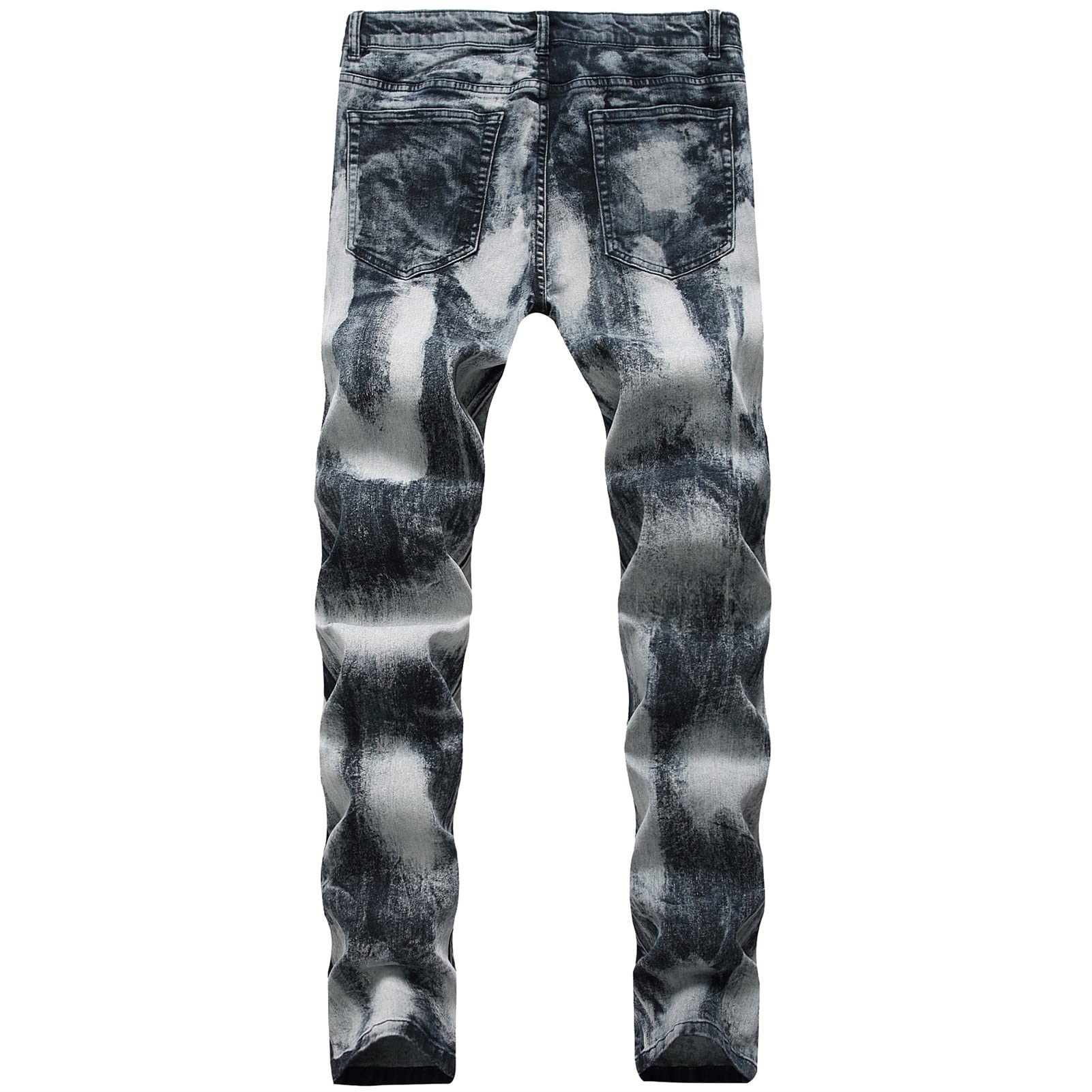 Maiyifu-GJ Men's Destroyed Ripped Stretch Jeans Distressed Multi Pockets Biker Denim Pants Slim Zipper Moto Jean Trousers (Dark Blue 3,38)