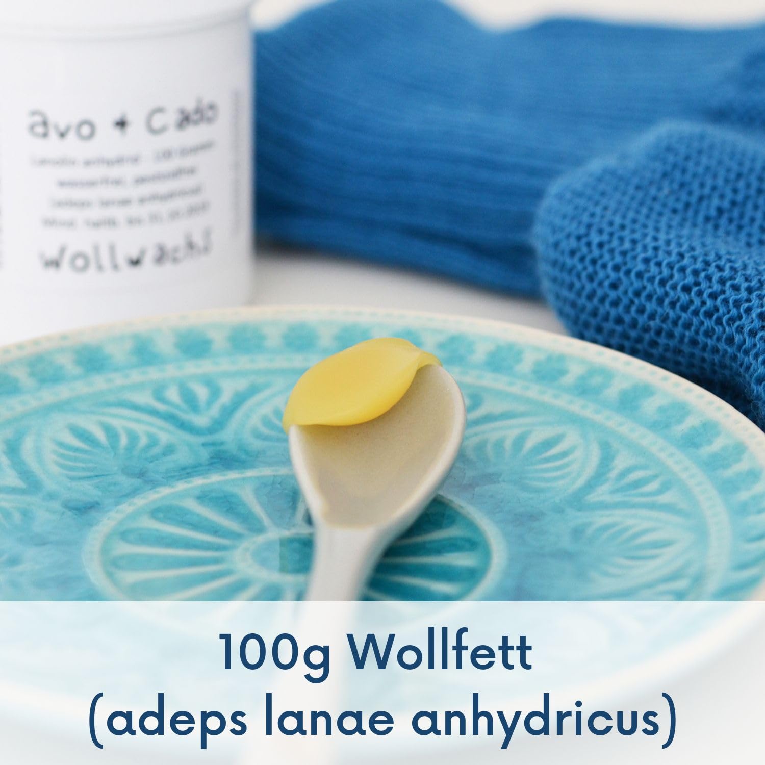 avo + cado Cera de lana – 100 g – para impregnación de lana – para engrasar pañales de lana y ropa de lana – crema de ungüento para pezón – 100% pura Lanolina Oveja Grasa – Sin agua y libre de