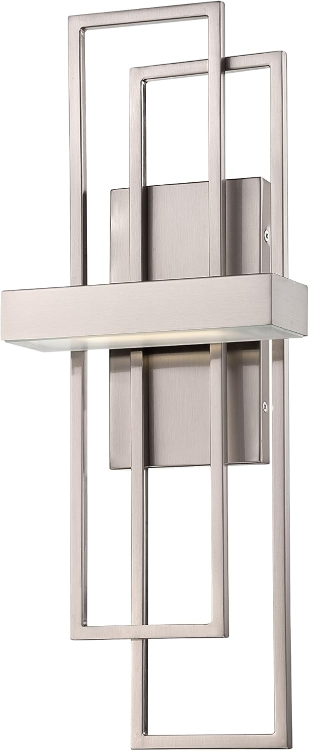 Nuvo Lighting 62/105 Frame LED One Light Wall Sconce 4.8 Watt 285 Lumens Soft White 2700K KolourOne Technology Brushed Nickel Fixture