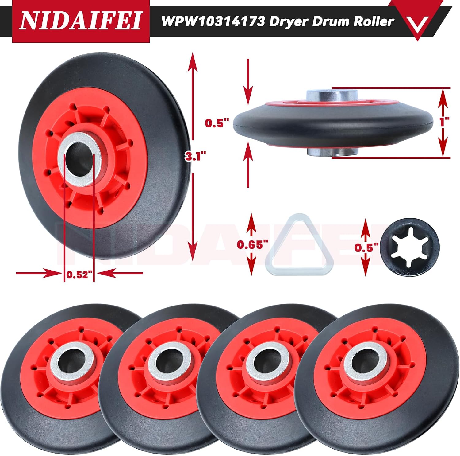 UPGRADED 4392067 Dryer Repair Kit with WPW10314173 Drum Roller W10837240 Dryer Idler Pulley WPW10359272 WPW10359271 Dryer Drum Shaft (w/o Dryer Belt) for Whirlpool Kenmore Maytag Dryer Parts