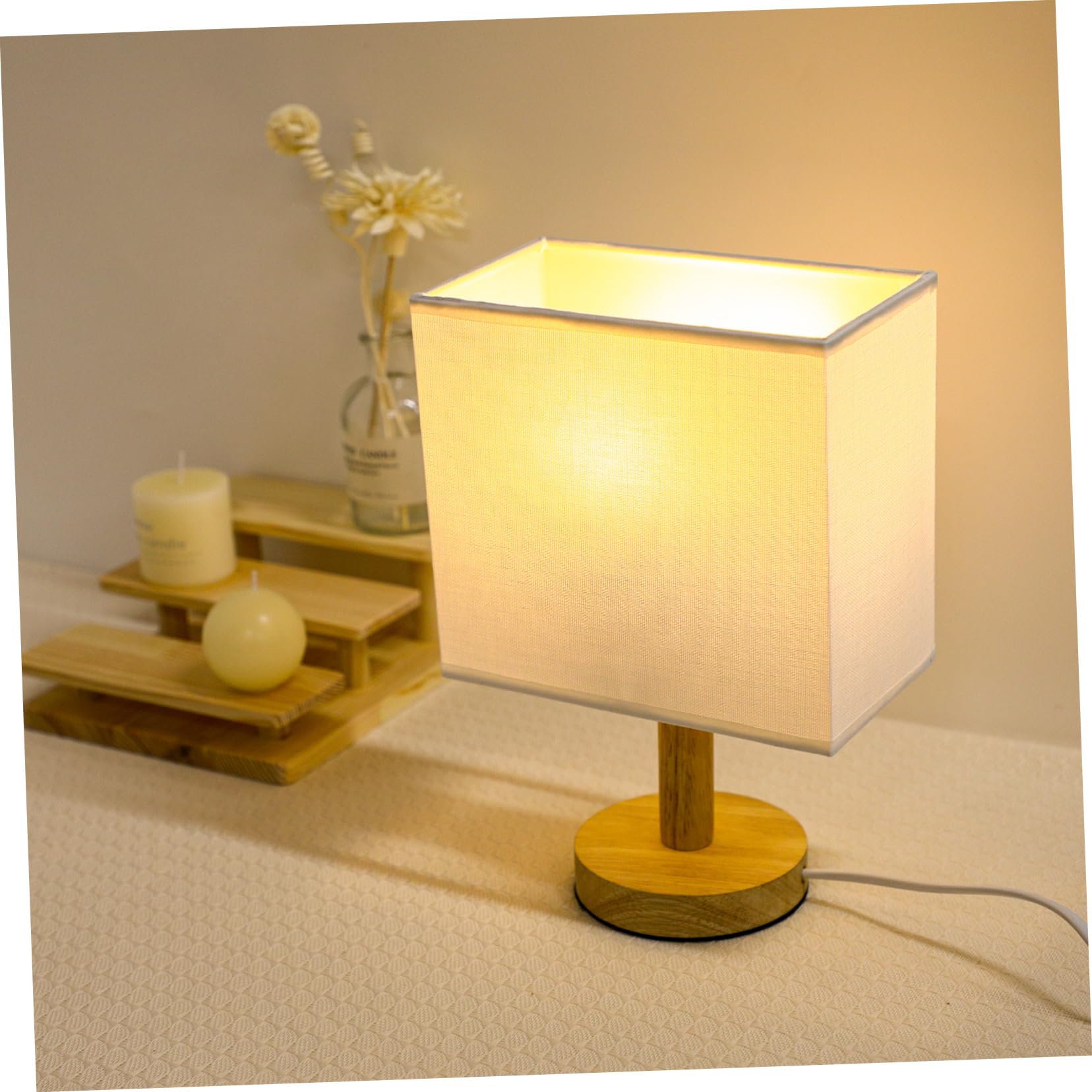 Ciieeo Rectangle Fabric Lamp Shade 7.09X6.50X3.94In Replacement Table Lamp Shade Cover for Indoor Lighting Soft Warm Light - Image 2